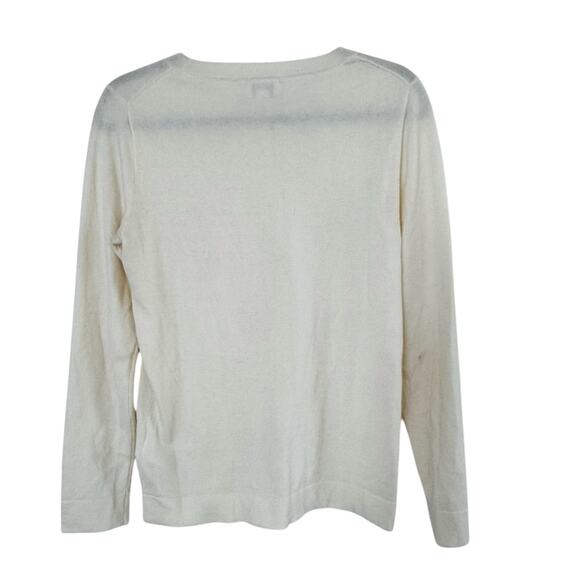 J.CREW TEDDIE IVORY SEQUIN BOW COQUETTE SWEATER LIGHTWEIGHT SZ S - Picture 5 of 5